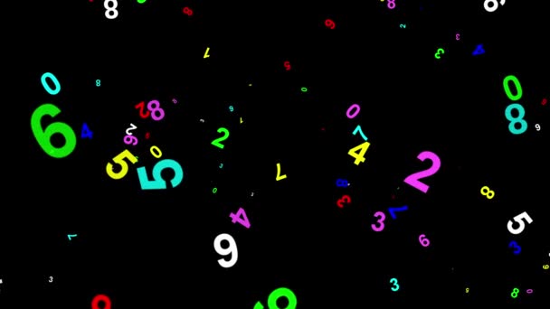 Moving Colorful Numbers Motion Graphics Night Background — Vídeo de stock
