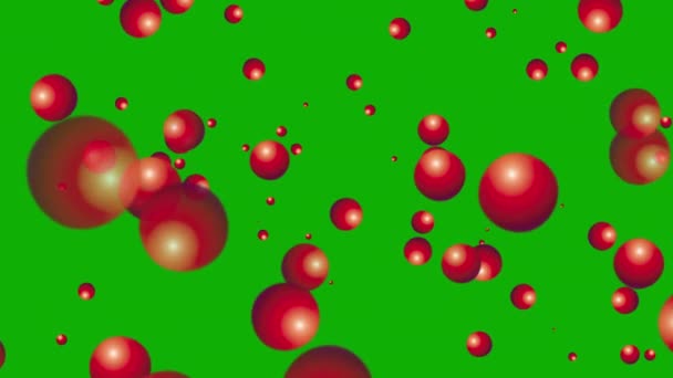 Moving Red Spheres Motion Graphics Green Screen Background — Stock Video