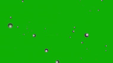 Yeşil ekran arka planına sahip hareket eden metalik küreler