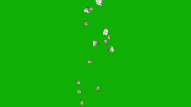 Falling Stones Motion Graphics Green Screen Background — Vídeo de Stock