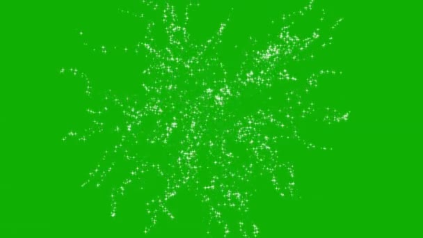 Glitter Σωματίδια Ρεύμα Γραφικά Κίνησης Πράσινο Φόντο Οθόνη — Αρχείο Βίντεο