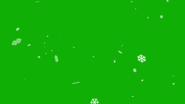 Sneeuwvlokken Beweging Graphics Met Groene Achtergrond Scherm — Stockvideo
