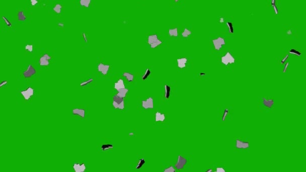 Caída Partículas Escombros Gráficos Movimiento Con Fondo Pantalla Verde — Vídeos de Stock