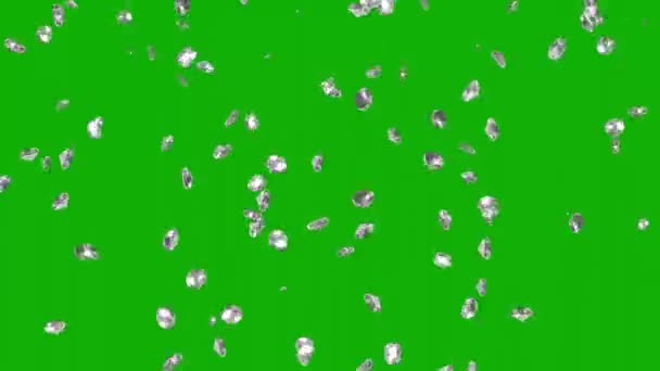 Падающая Графика Движения Бриллиантов Зеленым Фоном — стоковое видео