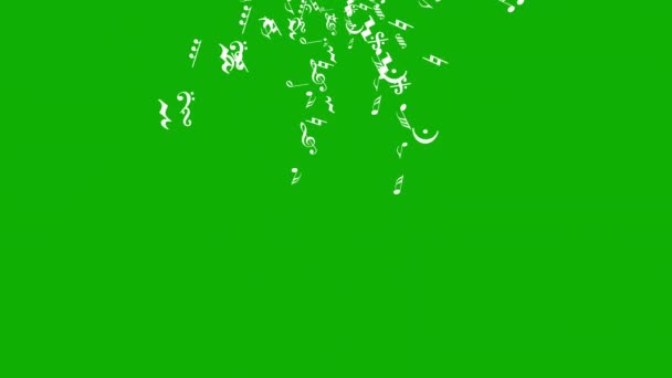Падение Графики Движения Музыкальных Символов Зеленом Фоне Экрана — стоковое видео