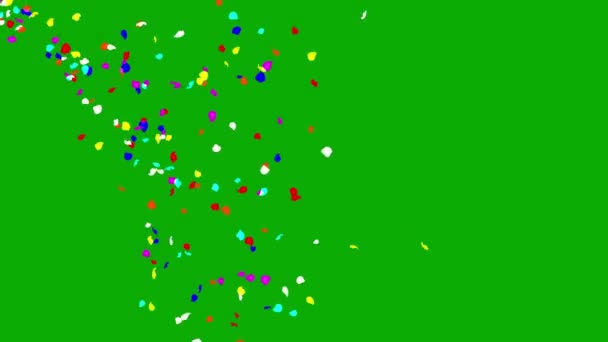 Falling Colorful Confetti Particles Motion Graphics Green Screen Background — Stockvideo