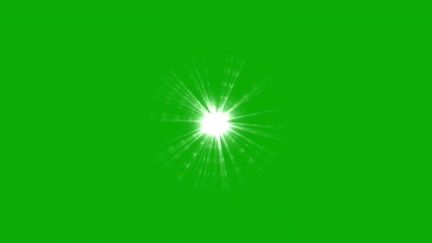 Glänsande Ljus Strålar Rörelse Grafik Med Grön Skärm Bakgrund — Stockvideo