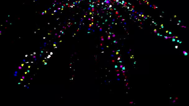 Caída Coloridas Partículas Confeti Gráficos Movimiento Con Fondo Nocturno — Vídeo de stock