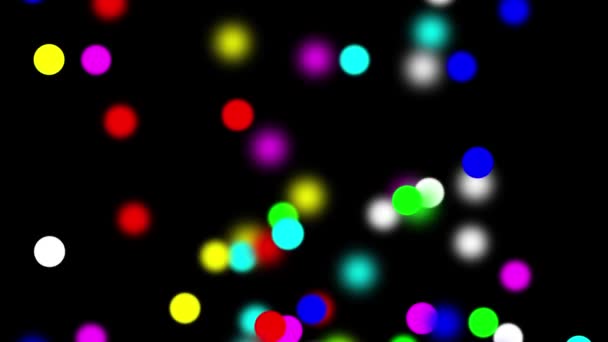 Levantamiento Colorido Bokeh Partículas Gráficos Movimiento Con Fondo Nocturno — Vídeo de stock