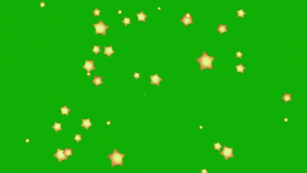 Золоті Зірки Графіки Руху Зеленим Екраном Фону — стокове відео