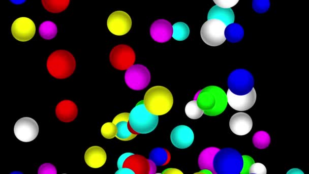 Flying Colorful Spheres Motion Graphics Night Background — Vídeo de stock