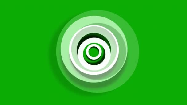 Expandierende Kreisringe Bewegungsgrafik Mit Grünem Bildschirmhintergrund — Stockvideo
