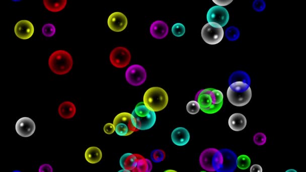 Flying Colorful Bubbles Motion Graphics Night Background — Stockvideo