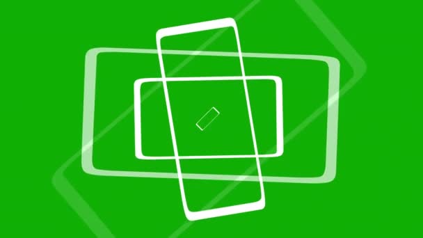 Розширення Прямокутної Форми Графіки Руху Фоном Зеленому Екрані — стокове відео