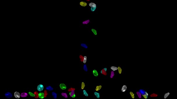 Падіння Барвистих Алмазів Графіці Руху Землі Нічним Тлом — стокове відео