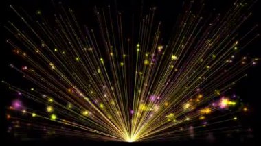 Parlak ışık ışınları ve sim parçacıkları gece arkaplanlı hareket grafikleri