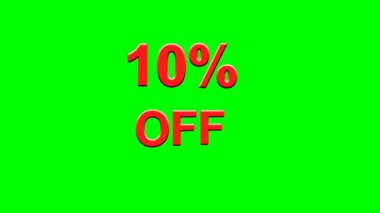 10% off text motion graphics with green screen background