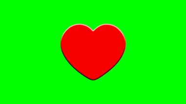 Pulsing red heart motion graphics with green screen background