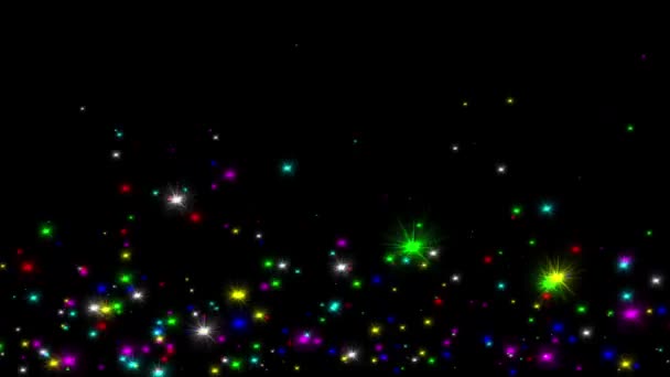 Rising Colorful Glitter Sparks Motion Graphics Night Background — Video