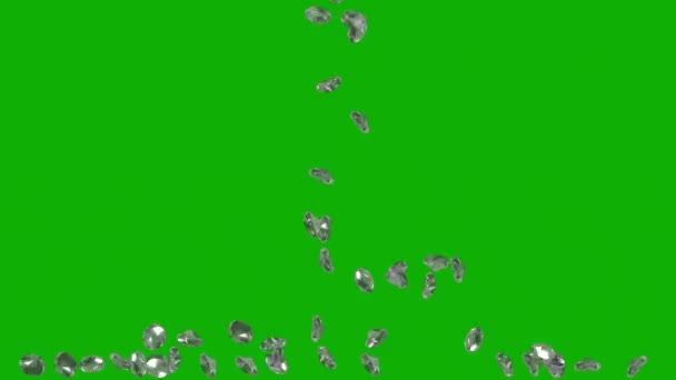 Falling Diamonds Surface Motion Graphics Green Screen Background — Video Stock