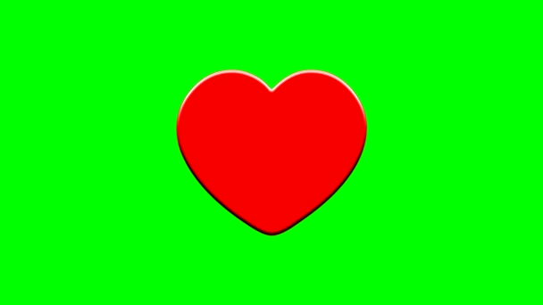 Pulsing Red Heart Motion Graphics Green Screen Background — Vídeo de Stock