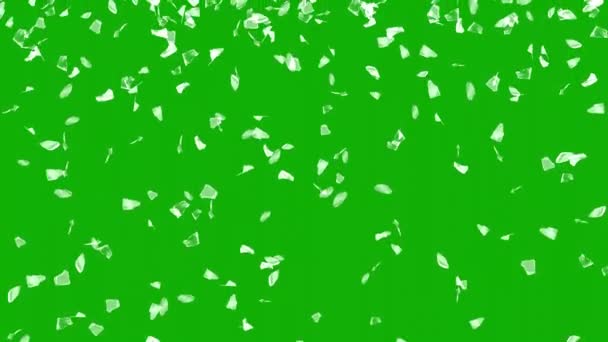 Falling Glass Pieces Motion Graphics Green Screen Background — Stockvideo