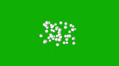 Expanding white spheres motion graphics with green screen background