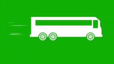 Running bus animation motion graphics with green screen background