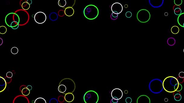 Colorful Circles Frame Motion Graphics Night Background — Vídeos de Stock