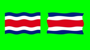 Wavy Costa Rica flag motion graphics with green screen background