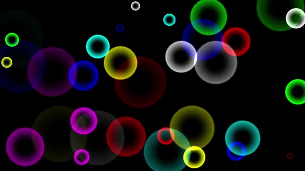 Expanding Colorful Circles Motion Graphics Night Background — Stock video