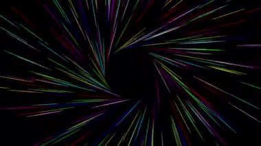 Renkli spiral ışık, gece arkaplanlı hareket grafiklerini çizer