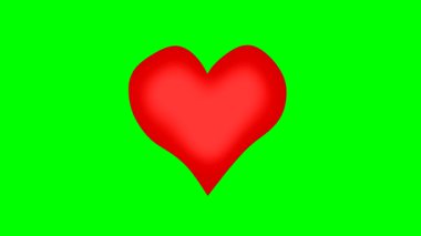 Waving red heart motion graphics with green screen background