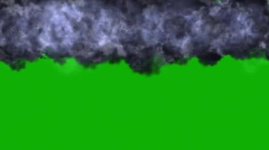 Dark lightning clouds motion graphics with green screen background