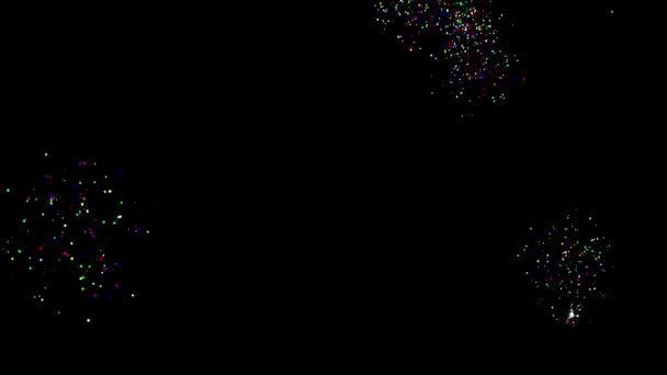 Красочные Фейерверки Движения Графики Ночным Фоном — стоковое видео