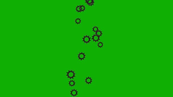 Falling Gears Motion Graphics Green Screen Background — ストック動画