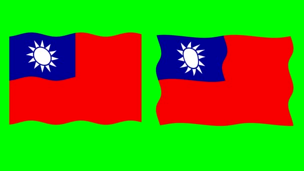 Wavy Taiwan Flag Motion Graphics Green Screen Background — Video Stock