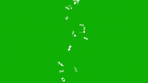 具有绿色屏幕背景的音乐符号运动图形的下降 — 图库视频影像