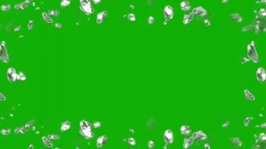 Parlak elmas çerçeve hareketi grafikleri yeşil ekran arkaplanı