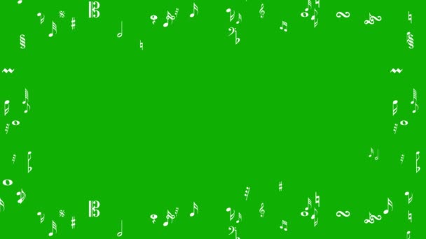 Musiksymbole Rahmen Bewegungsgrafik Mit Grünem Hintergrund Ein — Stockvideo