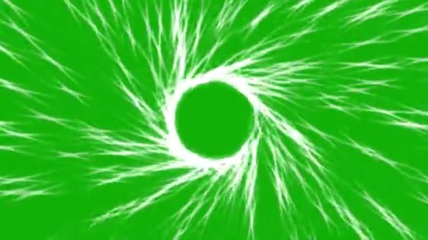 緑の画面の背景を持つスパイラルライトストレークモーショングラフィックス — ストック動画