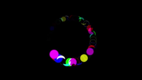 Okrążenie Kolorowe Łuki Ruchu Grafiki Tłem Nocy — Wideo stockowe