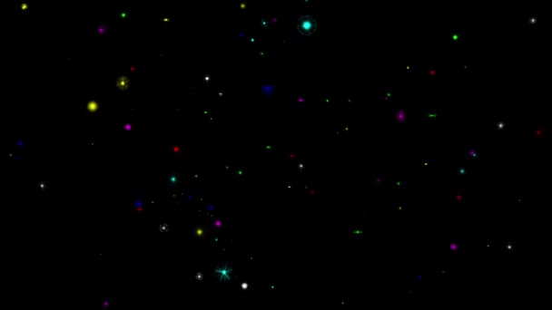 夜の背景を持つカラフルなキラキラ粒子の動きのグラフィック — ストック動画