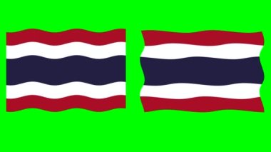 Yeşil ekran arkaplanlı dalgalı Tayland bayrak hareketi grafikleri