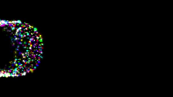 Красочные Блёстки Частиц Портала Поток Графики Движения Ночным Фоном — стоковое видео
