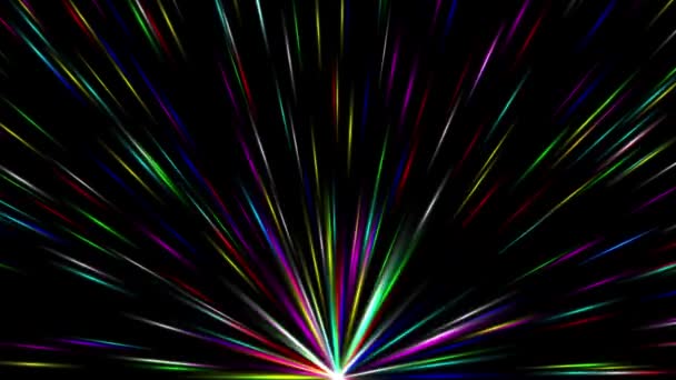 Kleurrijke Lichtstrepen Bewegende Graphics Met Effen Zwarte Achtergrond — Stockvideo
