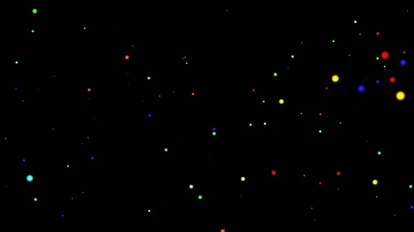 Colorful Bokeh Particles Plain Black Background — Stock Photo, Image