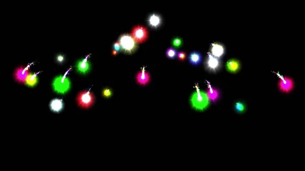 Sade siyah arkaplanı olan renkli havai fişekler