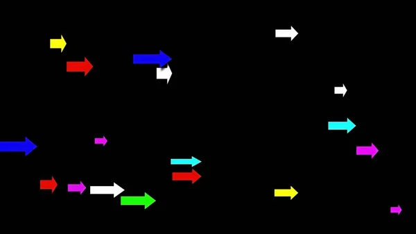 プレーンブラックの背景に隔離されたカラフルな矢印記号 — ストック写真