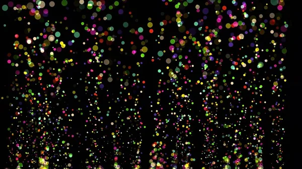 Colorful Bokeh Particles Plain Black Background — Stock Photo, Image